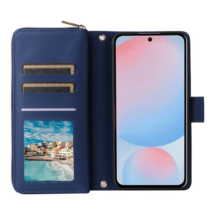 For Samsung Galaxy A57 5G Nine-card Slots Zipper Wallet Bag Leather Phone Case