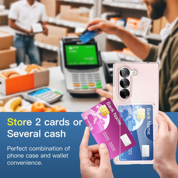 For Samsung Galaxy Z Fold6 5G Skin Feel Transparent Card Bag Phone Case