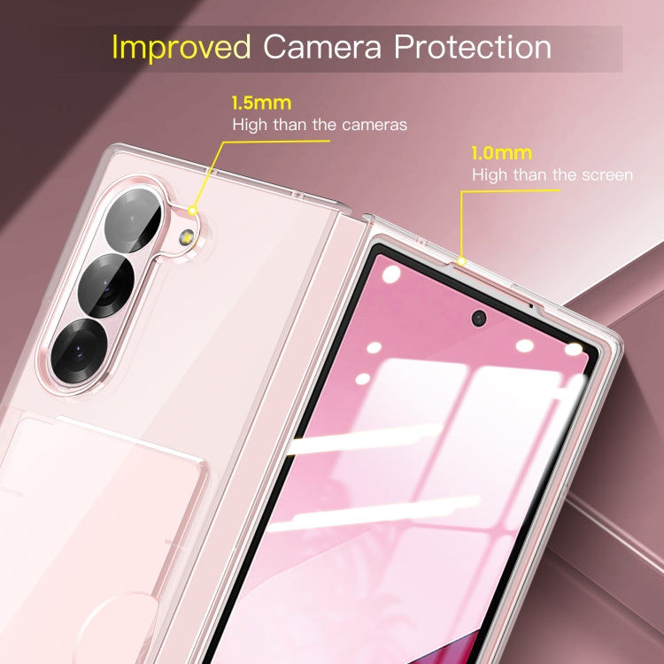 For Samsung Galaxy Z Fold6 5G Skin Feel Transparent Card Bag Phone Case