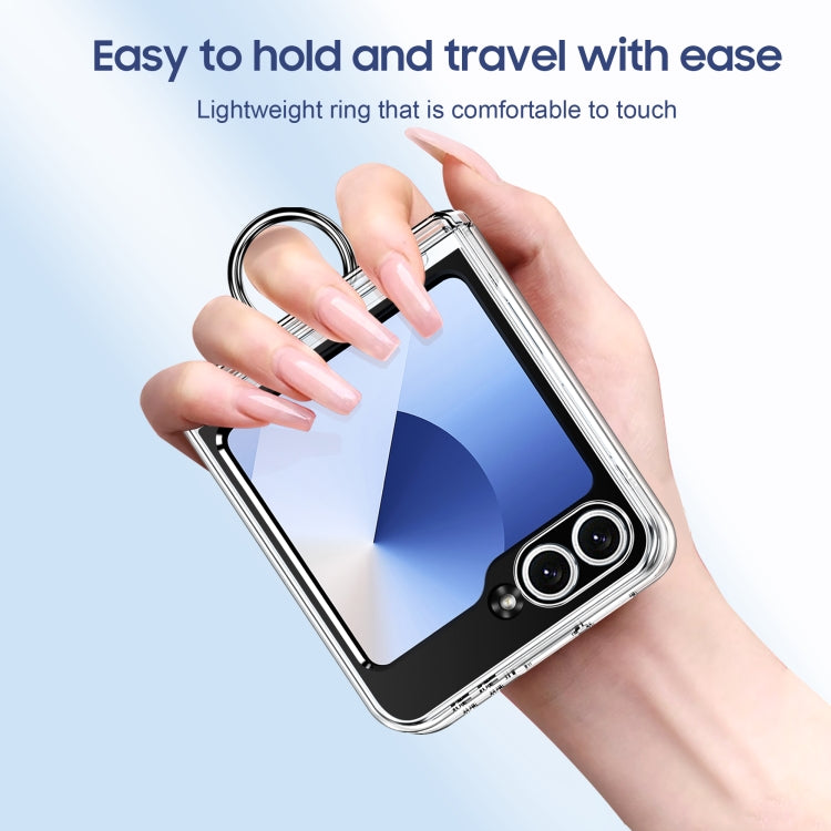 For Samsung Galaxy Z Flip6 / Flip7 FE Folding Central Axis Card Bag Phone Case with Ring