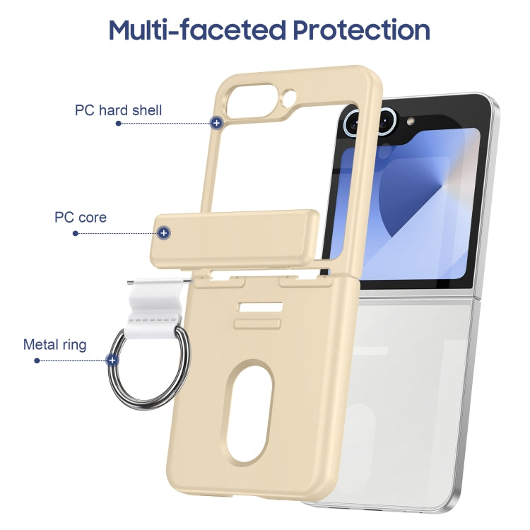 For Samsung Galaxy Z Flip6 / Flip7 FE Folding Central Axis Card Bag Phone Case with Ring