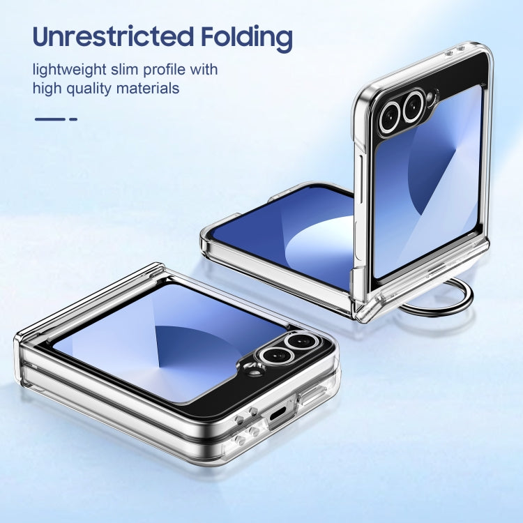 For Samsung Galaxy Z Flip6 / Flip7 FE Folding Central Axis Card Bag Phone Case with Ring