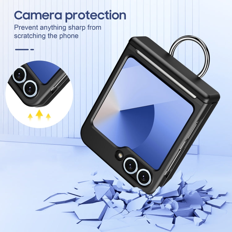 For Samsung Galaxy Z Flip6 / Flip7 FE Folding Central Axis Card Bag Phone Case with Ring