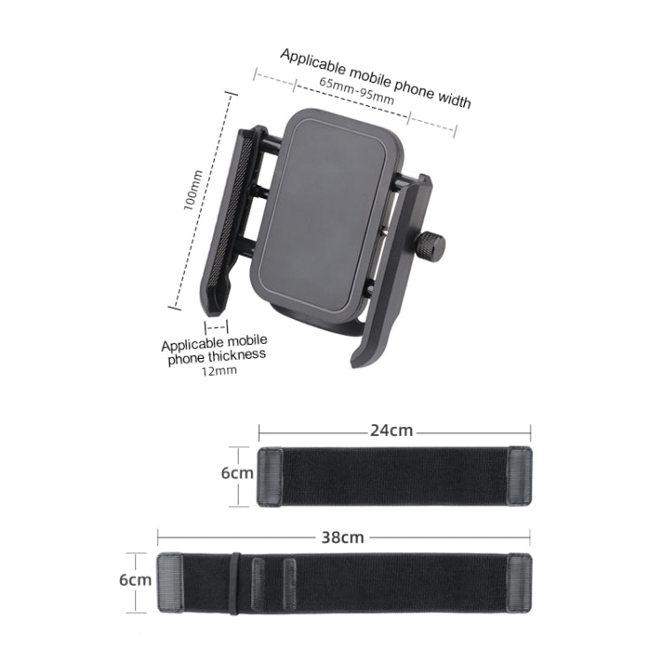 Elastic Wristband Hands Free Phone Clamp Holder, Wristband Length:24cm + 38cm - Black