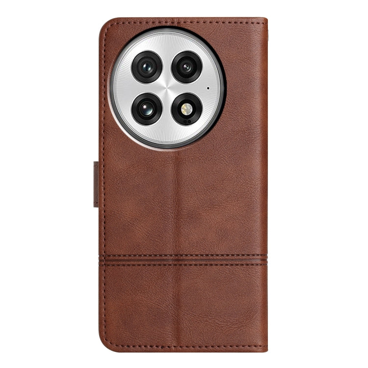 For OnePlus 13 Cowhide Texture Stitching Leather Phone Case