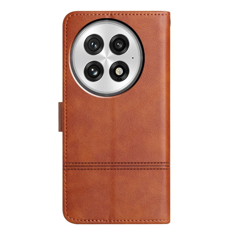 For OnePlus 13 Cowhide Texture Stitching Leather Phone Case