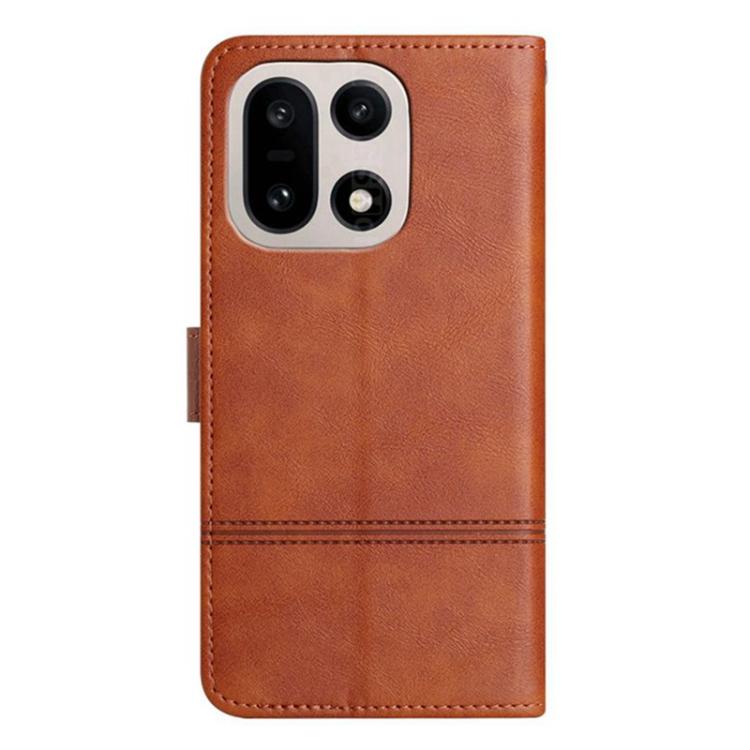 For OnePlus 15 Cowhide Texture Stitching Leather Phone Case