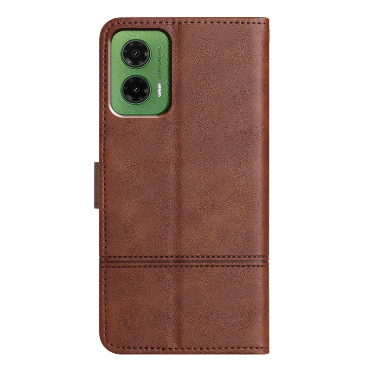 For Motorola Moto G35 Cowhide Texture Stitching Leather Phone Case