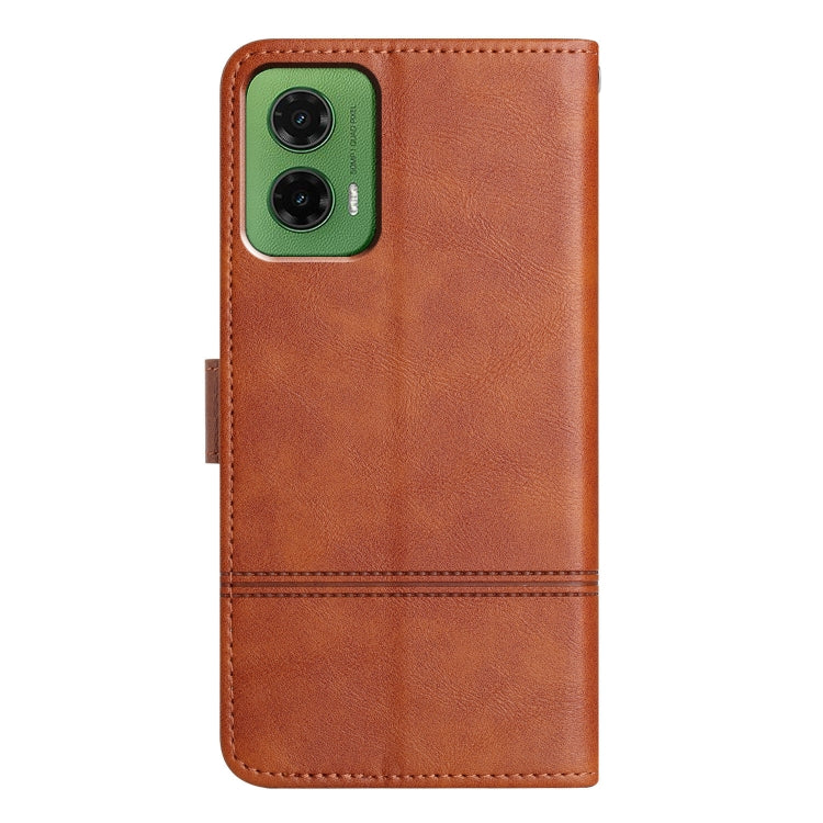 For Motorola Moto G35 Cowhide Texture Stitching Leather Phone Case