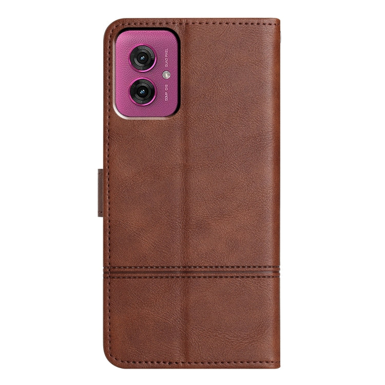 For Motorola Moto G55 Cowhide Texture Stitching Leather Phone Case
