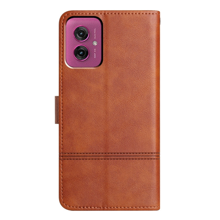For Motorola Moto G55 Cowhide Texture Stitching Leather Phone Case