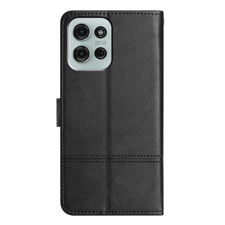 For Motorola Moto G75 Cowhide Texture Stitching Leather Phone Case