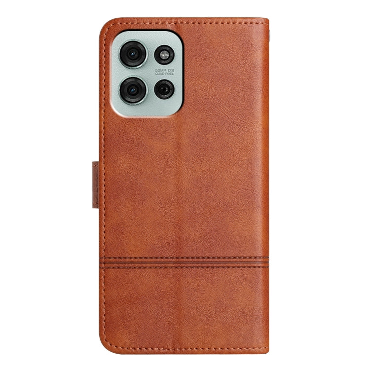 For Motorola Moto G75 Cowhide Texture Stitching Leather Phone Case