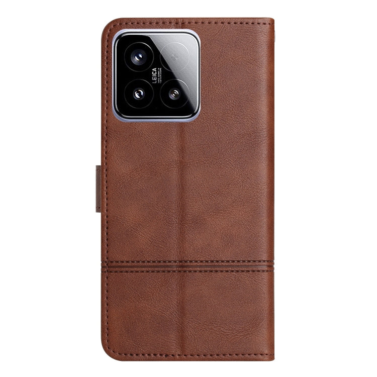 For Xiaomi 15 Cowhide Texture Stitching Leather Phone Case