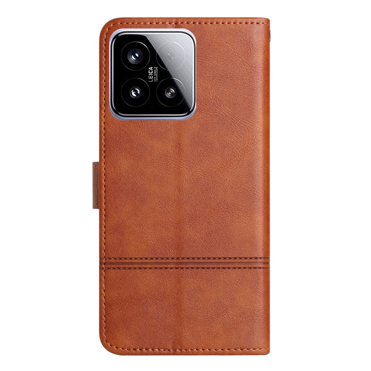 For Xiaomi 15 Cowhide Texture Stitching Leather Phone Case