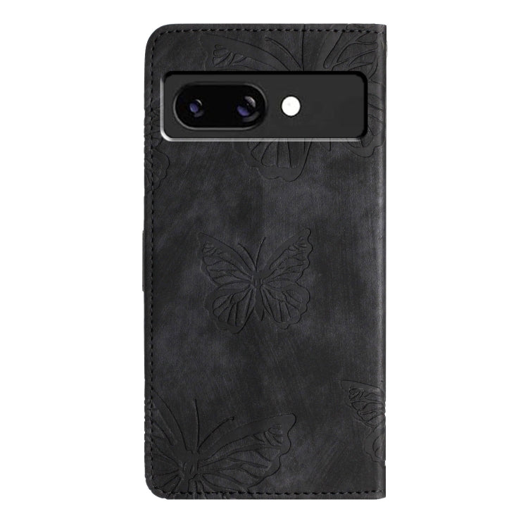 For Google Pixel 9a Skin-feel Embossed Butterfly Leather Phone Case