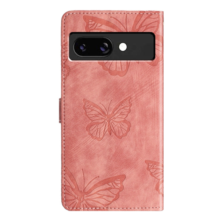 For Google Pixel 9a Skin-feel Embossed Butterfly Leather Phone Case