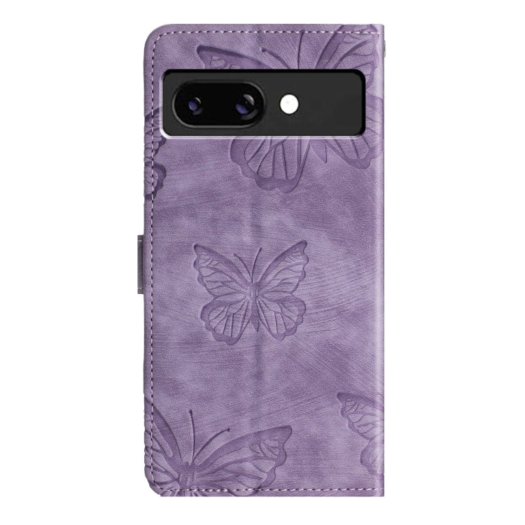 For Google Pixel 9a Skin-feel Embossed Butterfly Leather Phone Case