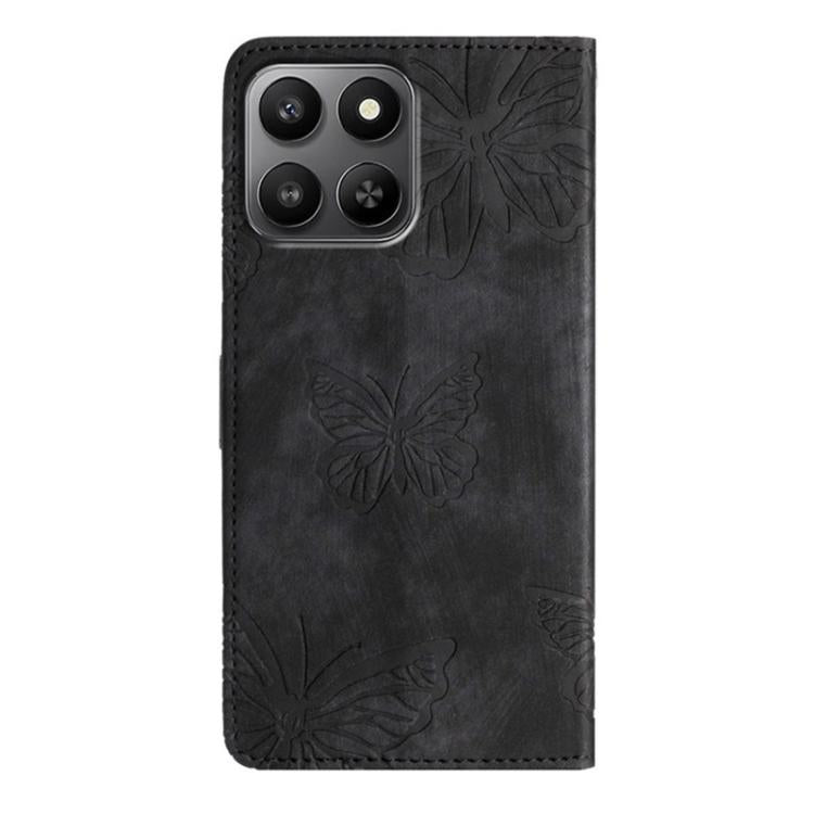 For Honor 400 Smart / X7d 5G Global Skin-feel Embossed Butterfly Leather Phone Case