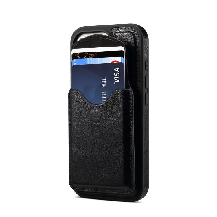 For iPhone 16 Pro Denior D22 Genuine Leather MagSafe Holder Detachable Card Slot Phone Case