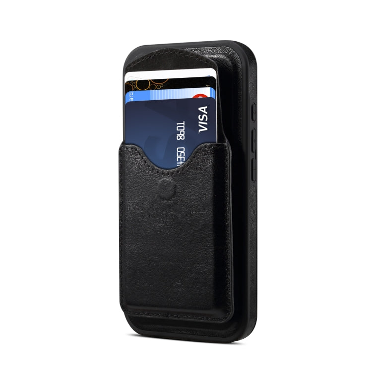 For iPhone 16 Plus Denior D22 Genuine Leather MagSafe Holder Detachable Card Slot Phone Case