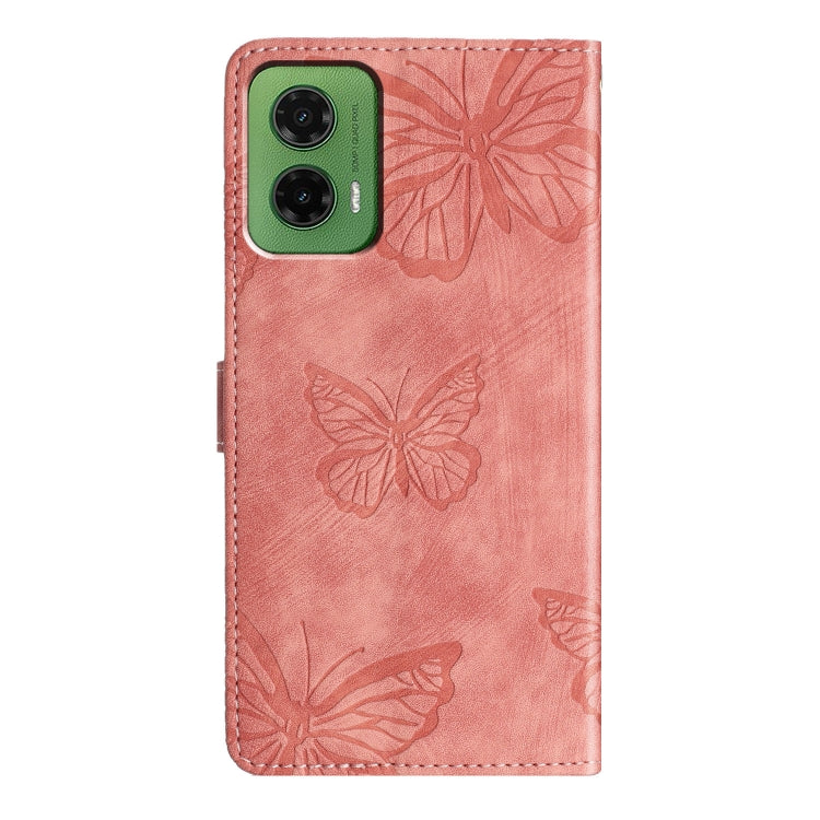 For Motorola Moto G35 Skin-feel Embossed Butterfly Leather Phone Case