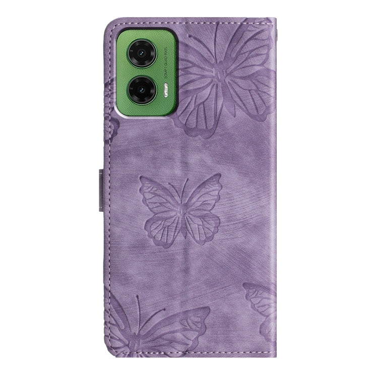 For Motorola Moto G35 Skin-feel Embossed Butterfly Leather Phone Case