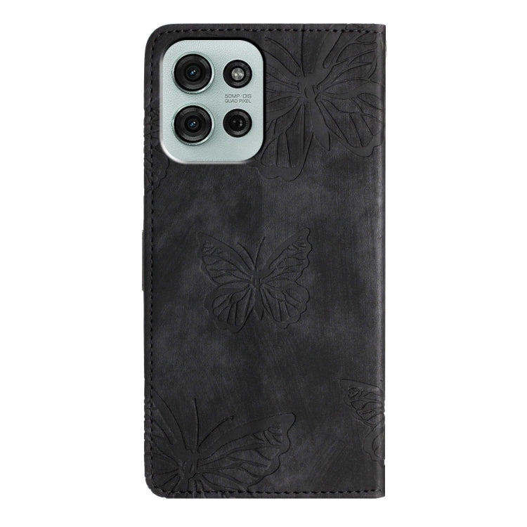For Motorola Moto G75 Skin-feel Embossed Butterfly Leather Phone Case