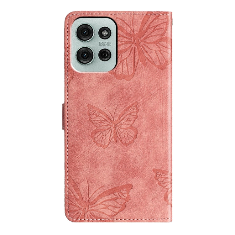 For Motorola Moto G75 Skin-feel Embossed Butterfly Leather Phone Case