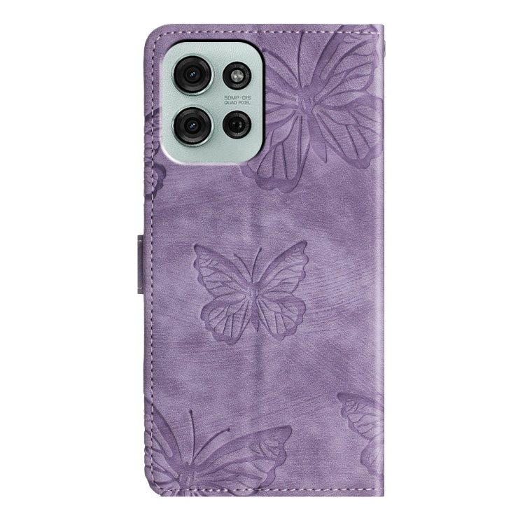 For Motorola Moto G75 Skin-feel Embossed Butterfly Leather Phone Case