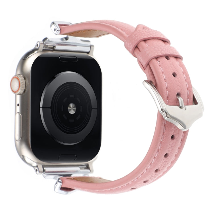 For Apple Watch 46mm / 49mm / 45mm / 44mm X-shaped Buckle Genuine Leather Watch Band