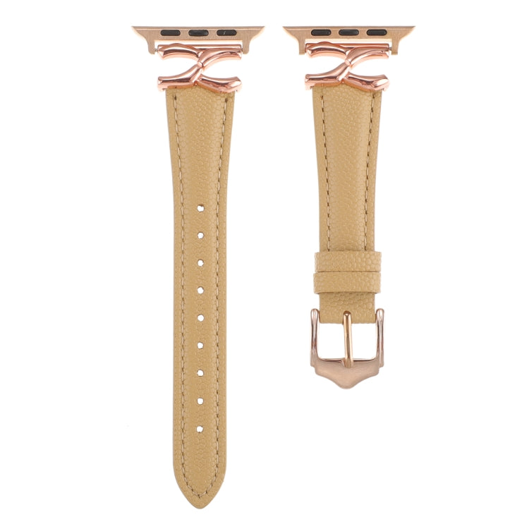 For Apple Watch 42mm / 41mm / 40mm / 38mm X-shaped Buckle Genuine Leather Watch Band