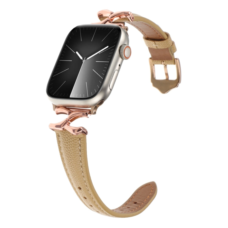 For Apple Watch 46mm / 49mm / 45mm / 44mm X-shaped Buckle Dot Texture Genuine Leather Watch Band