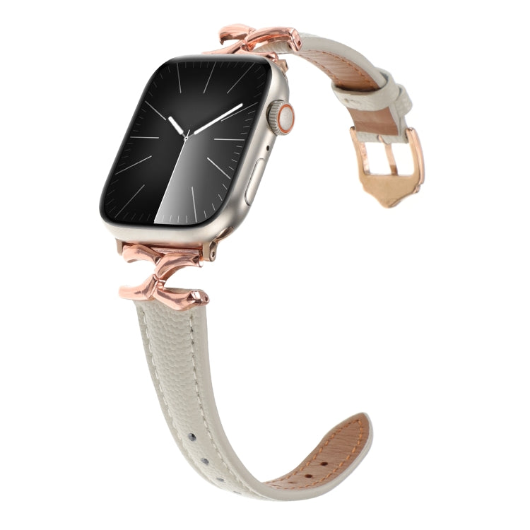 For Apple Watch 46mm / 49mm / 45mm / 44mm X-shaped Buckle Dot Texture Genuine Leather Watch Band
