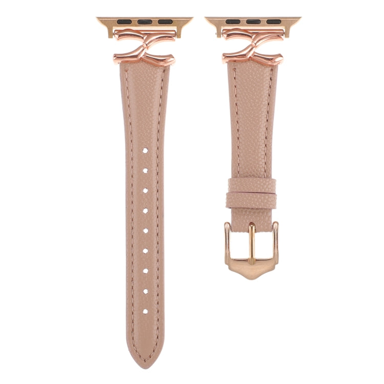 For Apple Watch 46mm / 49mm / 45mm / 44mm X-shaped Buckle Dot Texture Genuine Leather Watch Band