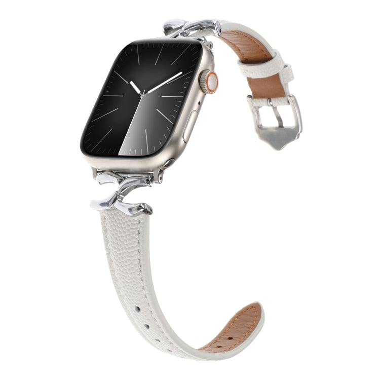 For Apple Watch 42mm / 41mm / 40mm / 38mm X-shaped Buckle Dot Texture Genuine Leather Watch Band