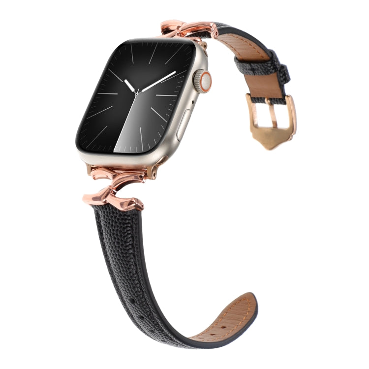 For Apple Watch 42mm / 41mm / 40mm / 38mm X-shaped Buckle Dot Texture Genuine Leather Watch Band