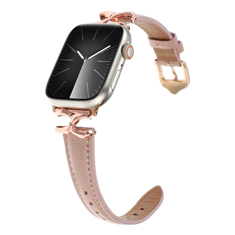 For Apple Watch 42mm / 41mm / 40mm / 38mm X-shaped Buckle Dot Texture Genuine Leather Watch Band