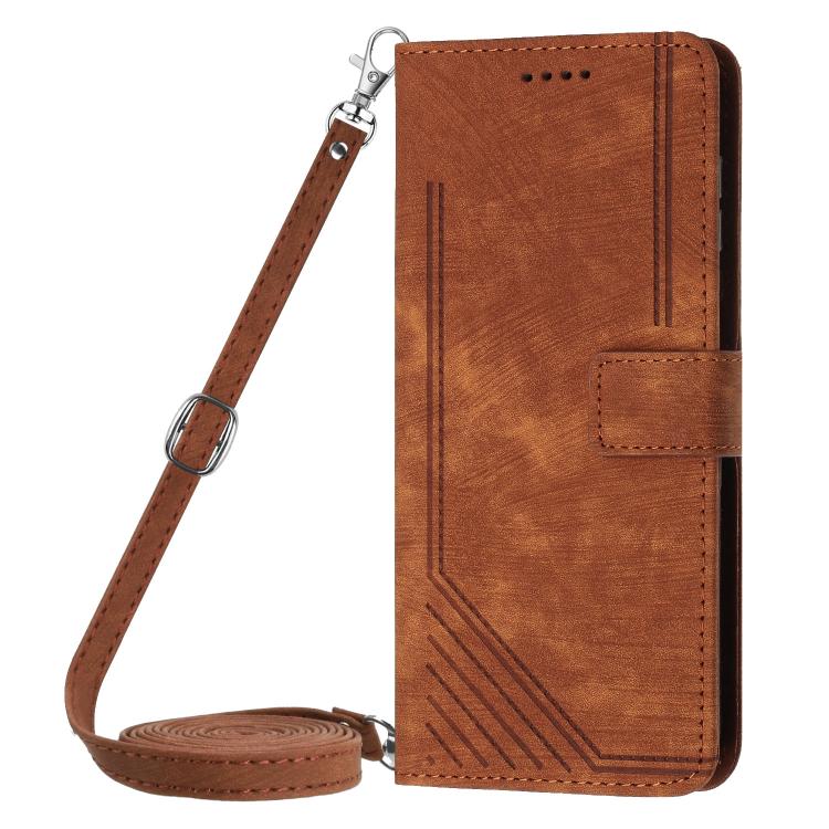 For Xiaomi 15 Ultra Skin Feel Stripe Pattern Leather Phone Case with Lanyard