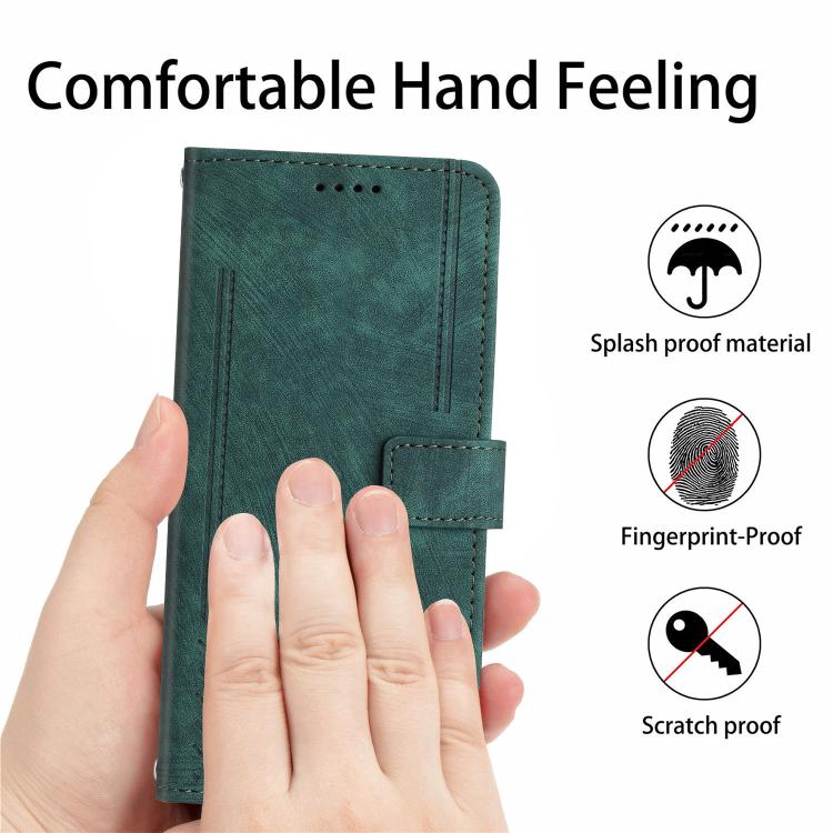 For Xiaomi 17 Pro Max Skin Feel Stripe Pattern Leather Phone Case with Lanyard