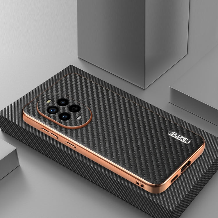 For Huawei nova 13 Pro AZNS Electroplated Edge Carbon Fiber Texture Phone Case