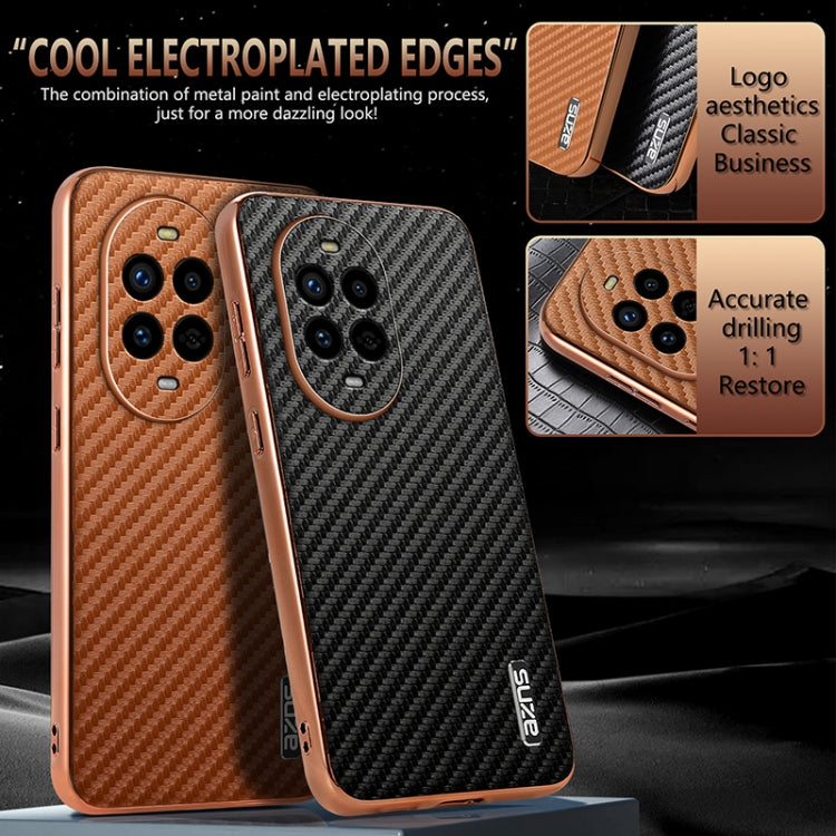 For Huawei nova 13 Pro AZNS Electroplated Edge Carbon Fiber Texture Phone Case