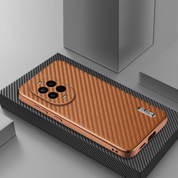 For Huawei nova 13 Pro AZNS Electroplated Edge Carbon Fiber Texture Phone Case