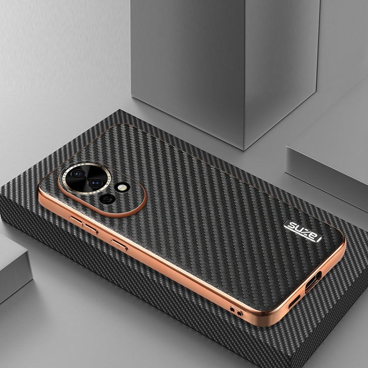 For Huawei nova 13 / nova 12 AZNS Electroplated Edge Carbon Fiber Texture Phone Case