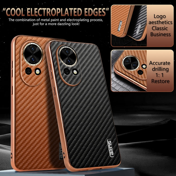 For Huawei nova 13 / nova 12 AZNS Electroplated Edge Carbon Fiber Texture Phone Case