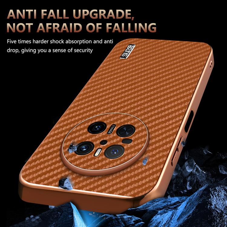 For Huawei Mate 70 AZNS Electroplated Edge Carbon Fiber Texture Phone Case