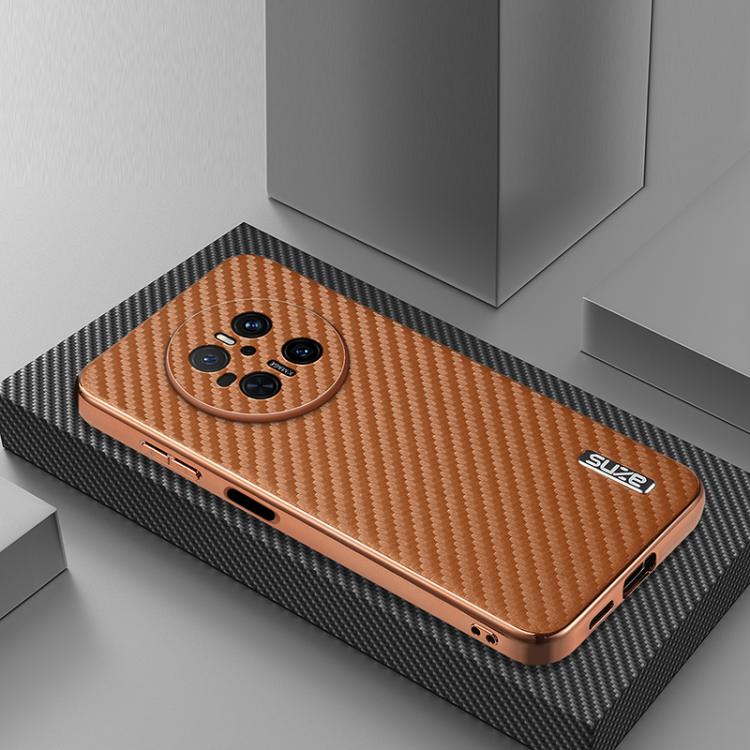 For Huawei Mate 70 AZNS Electroplated Edge Carbon Fiber Texture Phone Case