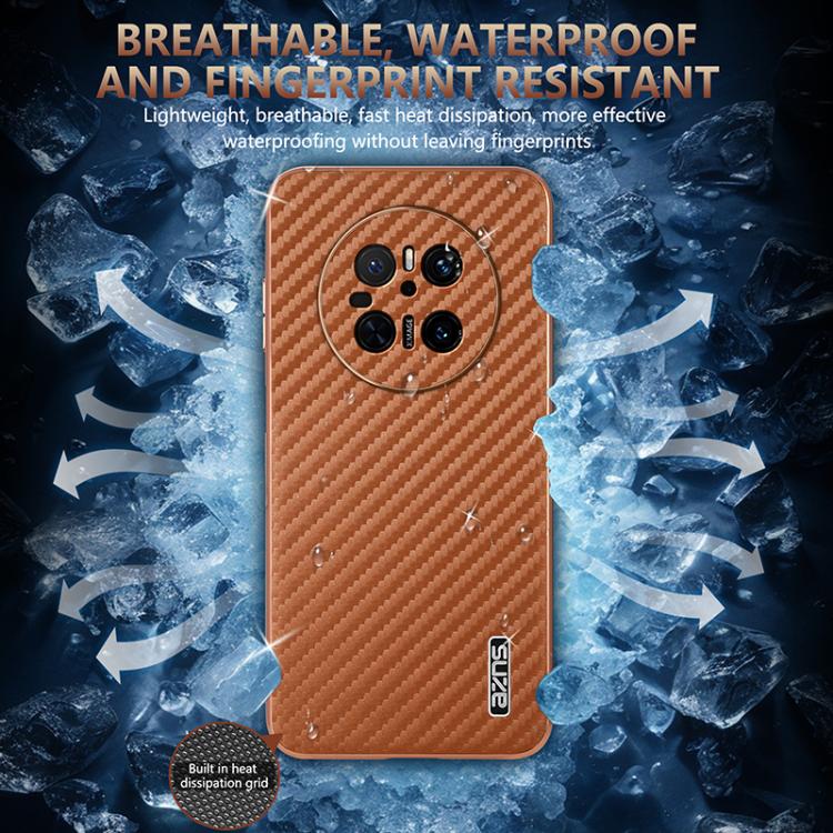 For Huawei Mate 70 AZNS Electroplated Edge Carbon Fiber Texture Phone Case