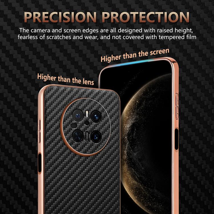 For Huawei Mate 70 AZNS Electroplated Edge Carbon Fiber Texture Phone Case