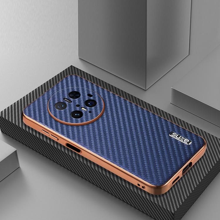 For Huawei Mate 70 Pro / 70 Pro+ AZNS Electroplated Edge Carbon Fiber Texture Phone Case